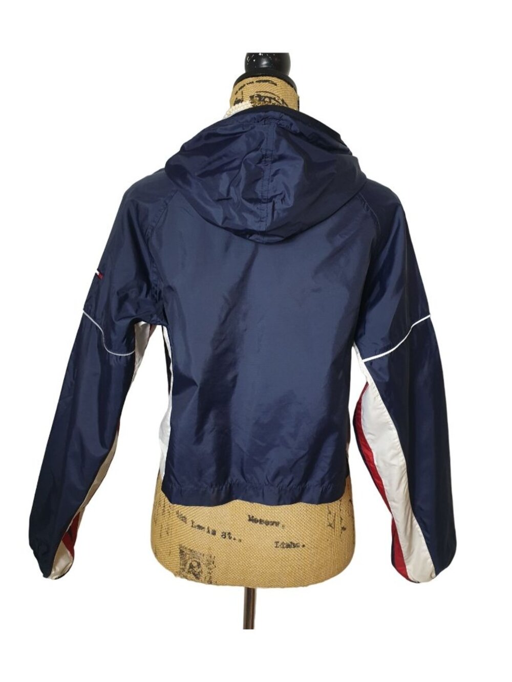 Tommy Hilfiger Womens S Cropped Windbreaker Jacket Navy Hooded Sporty Preppy - Picture 2 of 8